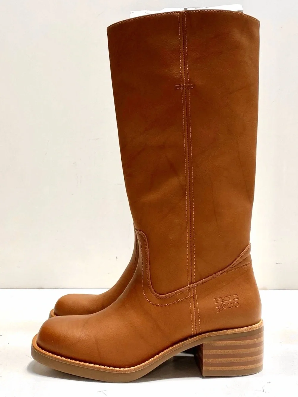 Frye Campus 14L Saddle Cognac Leather Equestrian Square Toe Cowboy Western Boots